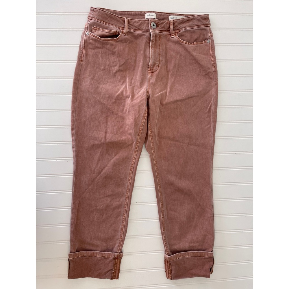 J. Jill Denim High Rise Cropped Jeans 8P Terracotta Cuffed Stretch Pants